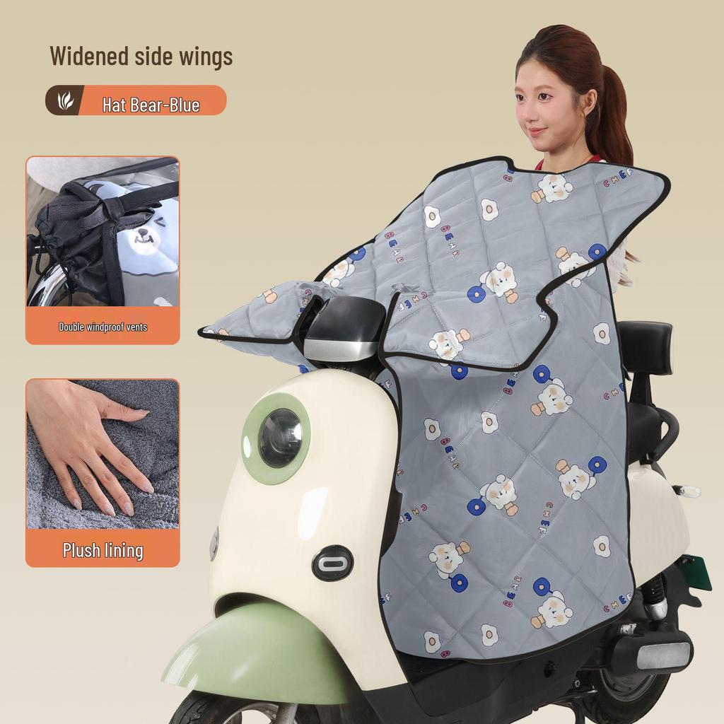 Thickened Fleece-Lined Electric Car & Motorcycle Windshield Quilt: Winter Waterproof Coldproof Cover