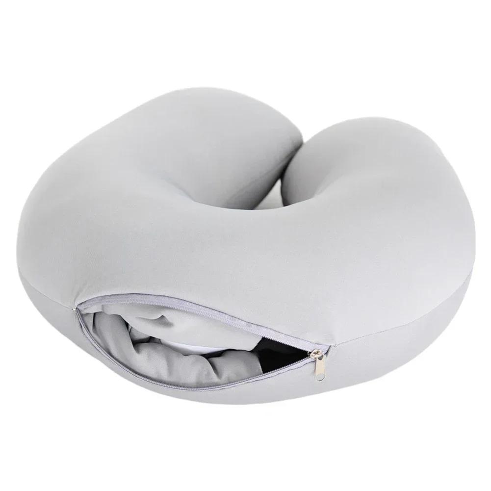 Ταξιδιωτικό Μαξιλάρι Λαιμού σε Σχήμα U Βελούδινο Μαξιλάρι Χαριτωμένο Πιγκουίνος με Φερμουάρ και Αναδίπλωση Παραμορφώσιμο Μαξιλάρι Υποστηρίζει το Κεφάλι τον Λαιμό το Πηγούνι για Ενήλικες