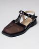 19883 36 Brown Patent Leather Sandals with Mesh