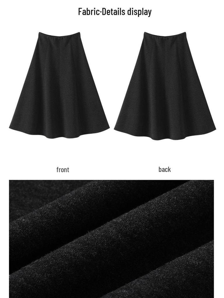 Plus Size Women's Elastic Wool A-line Winter Skirt 1407#