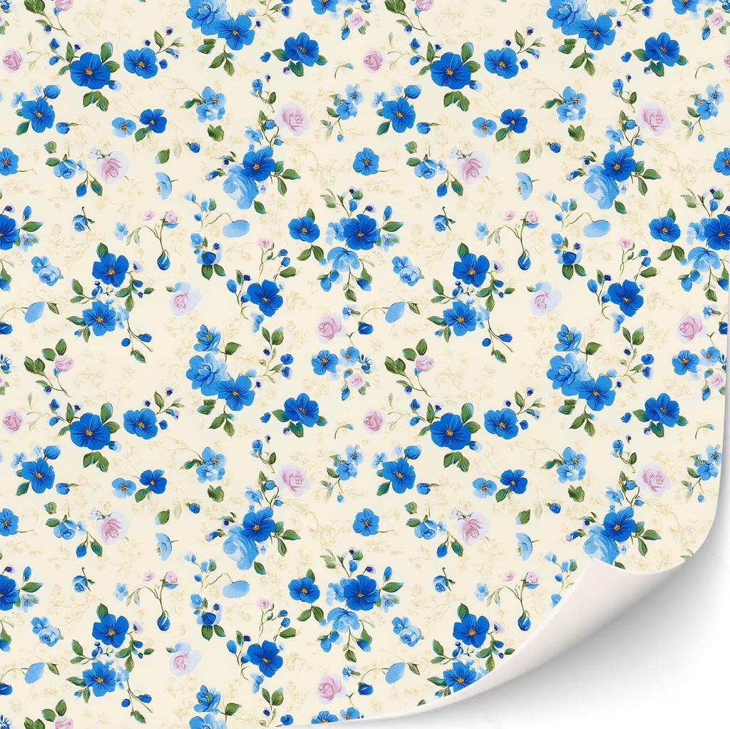 Poppenhuis zelfklevend behang, 3 vellen, 1:12 schaal (aquarel bloemen)