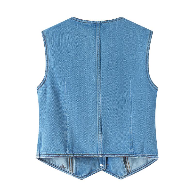 Navigare Women's Retro Washed Denim V-Neck Vest