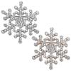 Schneeflocken Brosche Anstecknadeln Strass Schneeflocke Blume Brosche Braut Hochzeit Broschen Kristall Reversnadeln für Damen Kleid Kleidung - Gold Silber 2 Stück