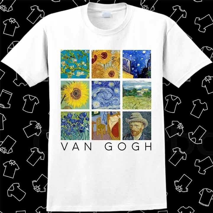 Van Gogh Painting Collage with Starry Night Sunflowers Best Seller T Shirt 1034