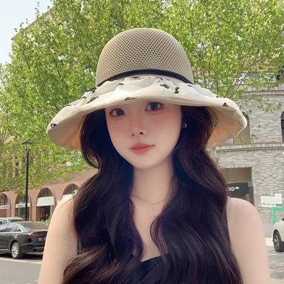 Women's Summer Butterfly Tulle Fisherman Hat Versatile Wide Brim Sun Protection Hat UV Protection Beach Sun Hat