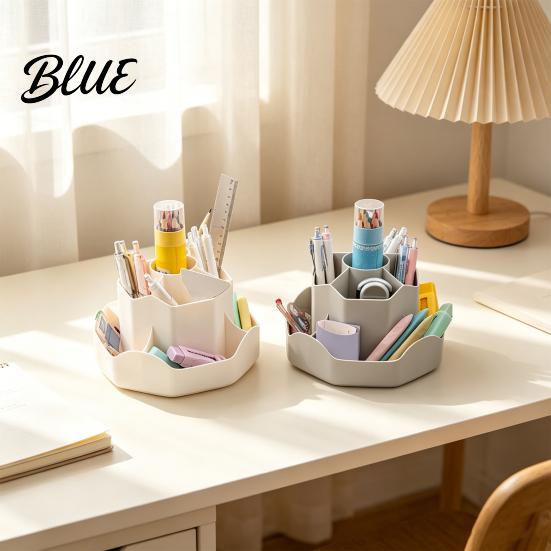 Multi-compartment Pencil Holder Rotating Pen with 9 Compartments 360 Degree Silent Smooth Spinning
