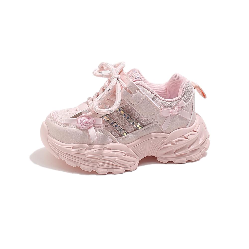 

PU Leather Sport Shoes For Girls Korean Style Trend Fashion Kid s Sneakers Lightweight Anti-slippery Children s Running Shoes 21 розовый
