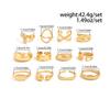 Irregular Exaggerated Punk Retro Ring Set Boho Hollow Out Jewelry Gifts Accessories for Woman Girl Geometric Metal Opening Rings Gold Silver Color