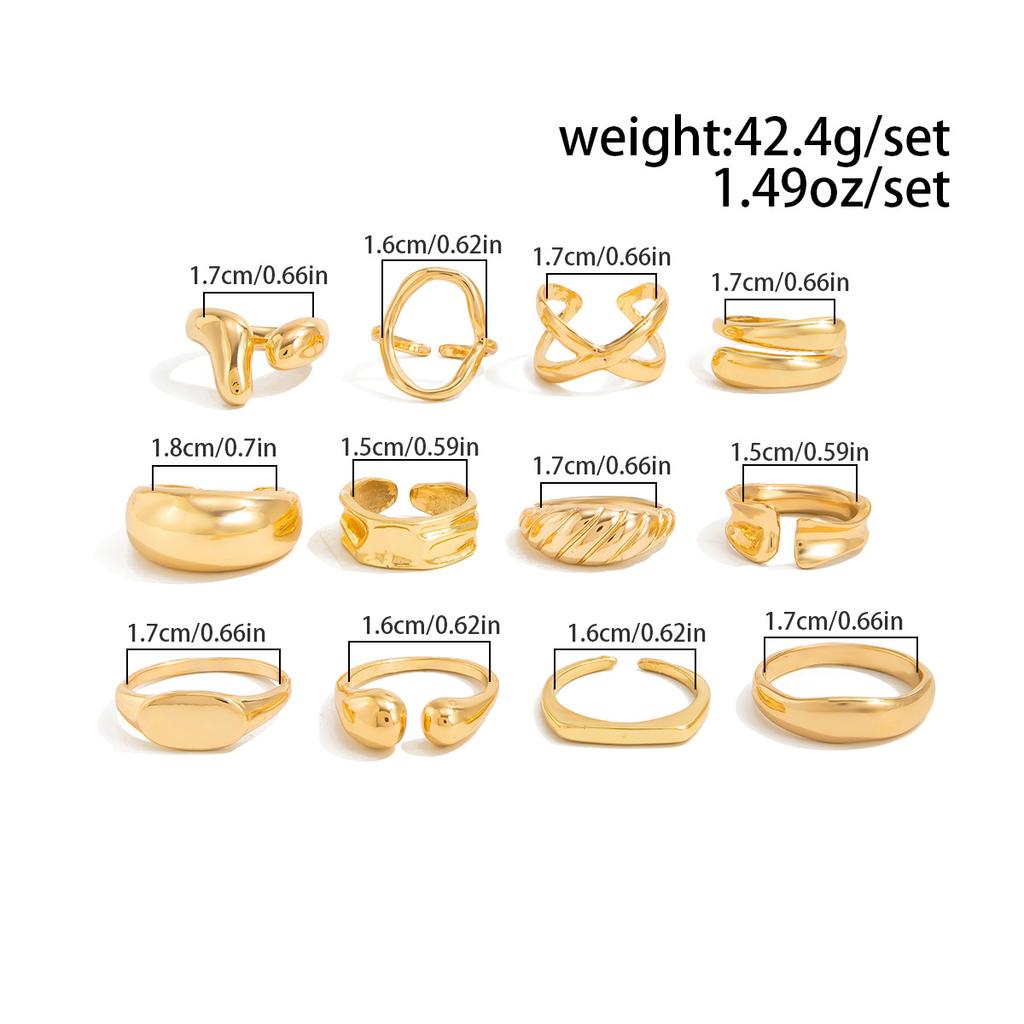 Irregular Exaggerated Punk Retro Ring Set Boho Hollow Out Jewelry Gifts Accessories for Woman Girl Geometric Metal Opening Rings Gold Silver Color