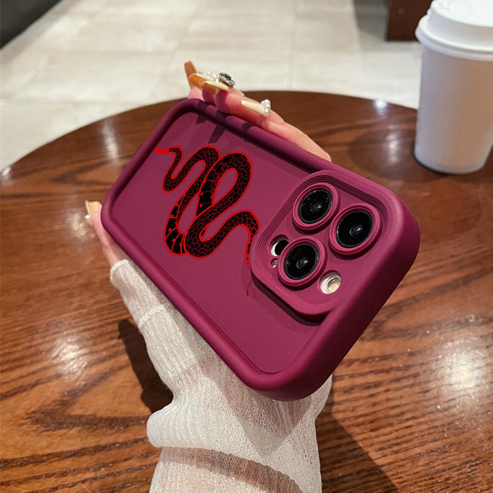 N73 Black Gold Snake Design Soft Angel Eyes Phone Cases for iPhone 15 14 12 11 Pro Max 13 mini 7 8 6S Plus XS Max XR SE Shockproof Bumper Cover