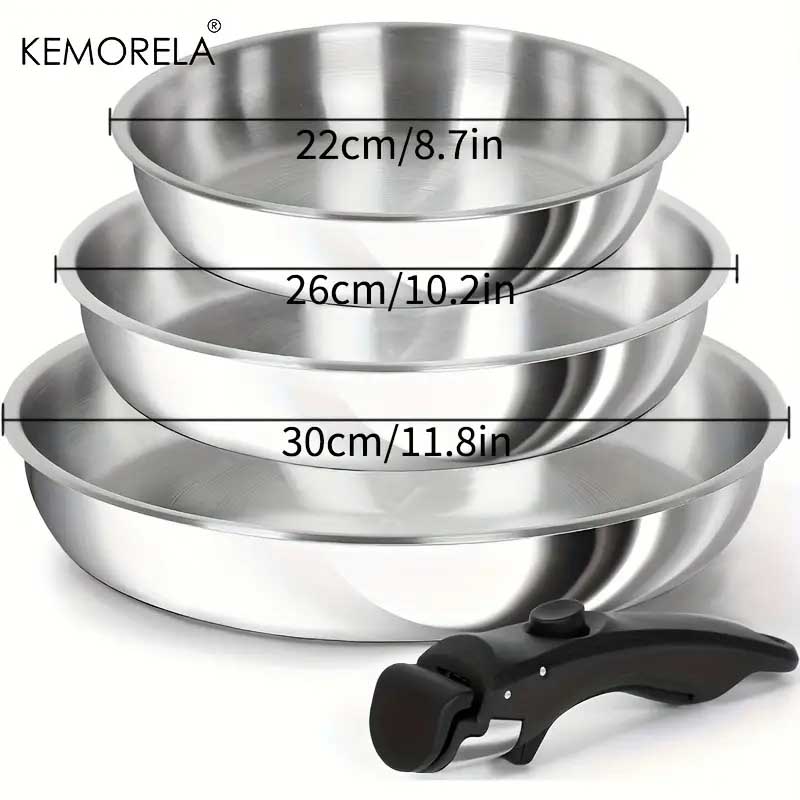 

316 Stainless Steel Pot Set -Stackable Induction Cookware with Removable Handles, Oven Safe Dishwasher Friendly,Durable