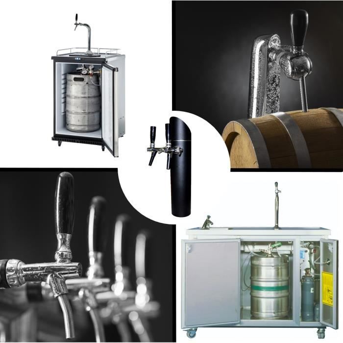 Colonne à bière - ICH-ZAPFE.DE - Modèle Black Tower - 2 lignes - Noir mat - 51 cm