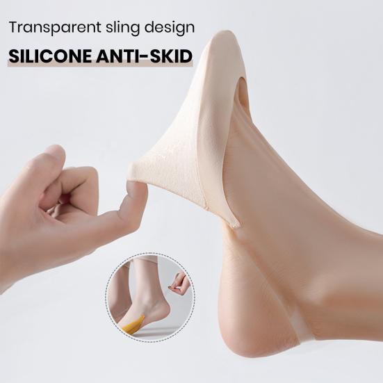 1 Pair Fashion Breathable Sweat Absorbing Soft Transparent Suspenders Half Invisible Socks Daily Wear Boat