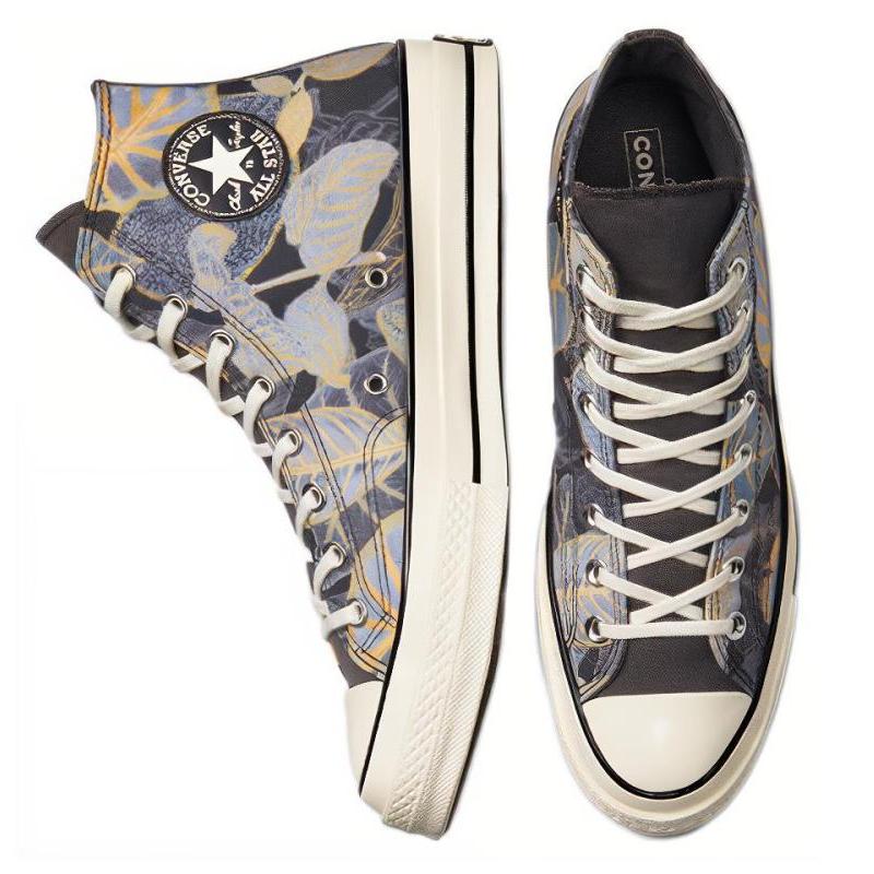 Converse 1970s Chuck Taylor All Star Casual Leaf Print High-Top Canvas Unisex Black Grey