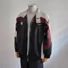 Mens Retro Color Block PU Leather Jacket Stand Collar Casual Fall Outerwear
