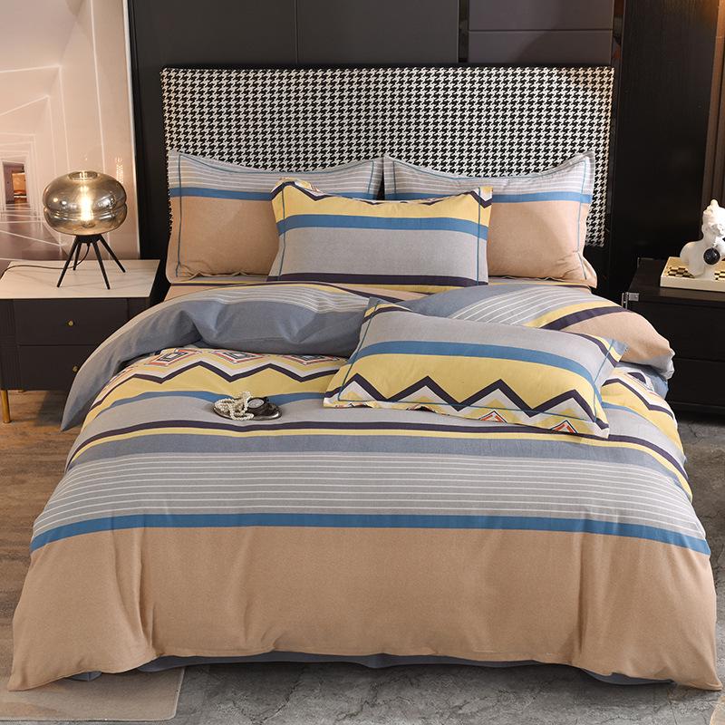 Thickened Brushed Pure Cotton Autumn/Winter Bedding Set - All-Season Universal (Four-Piece & Three-Piece Options)