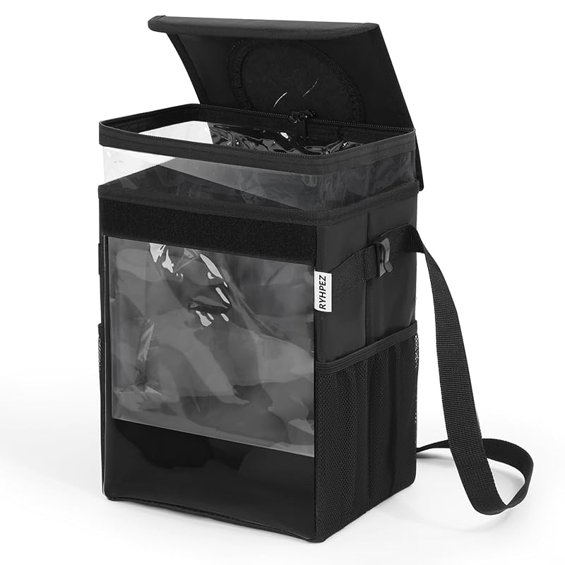 Ryhpez Car Trash Can With Lid - Leakproof Trash Bin Car Garbage Can, Collapsible Automotive Truck Organizer And Storage Bag Car Accessories For Women