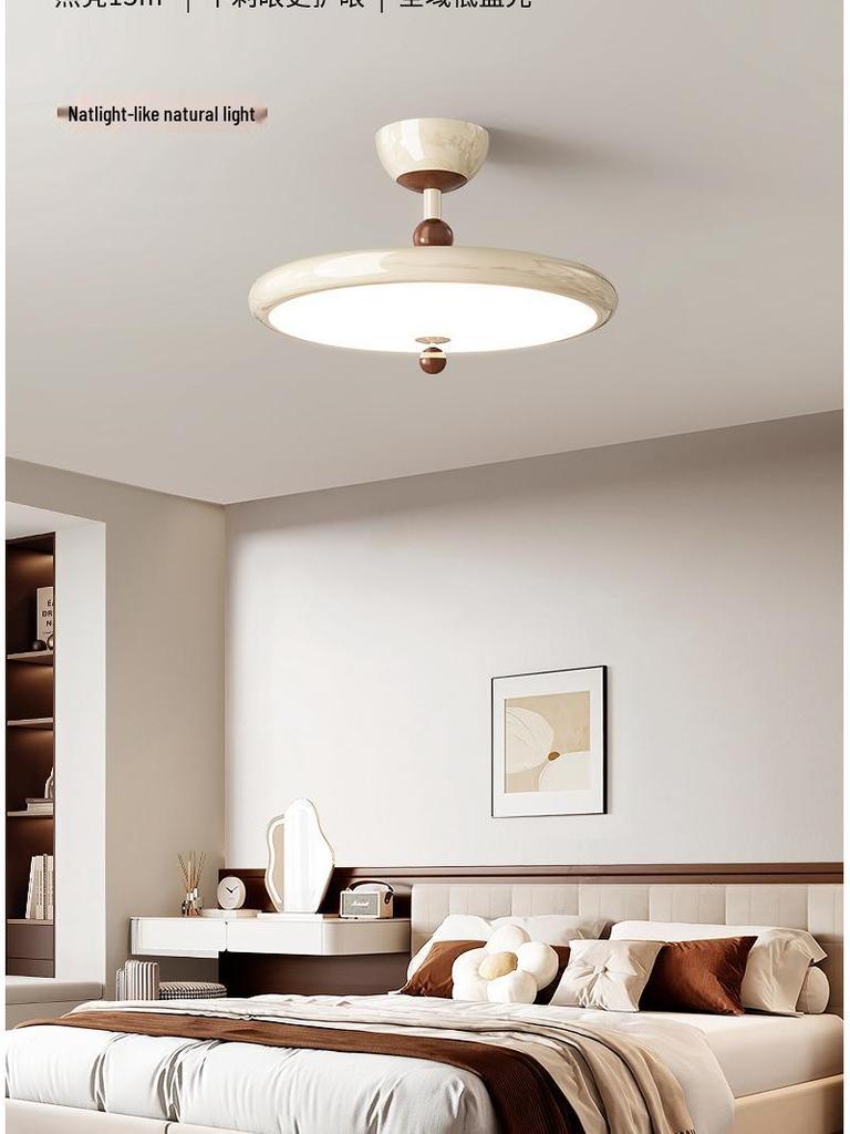 French Cream Medieval Wood Grain Wabi-Sabi Chandelier for Bedroom & Study