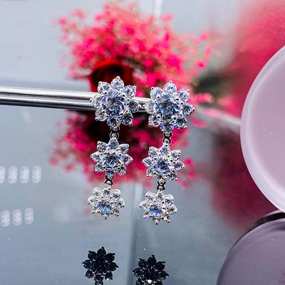Diwenfu 100 %S925 Sterling Silver Sunflower Diamond &Sapphire Drop Earring Geometric Bizuteria Gemstone Earring Women Orecchini