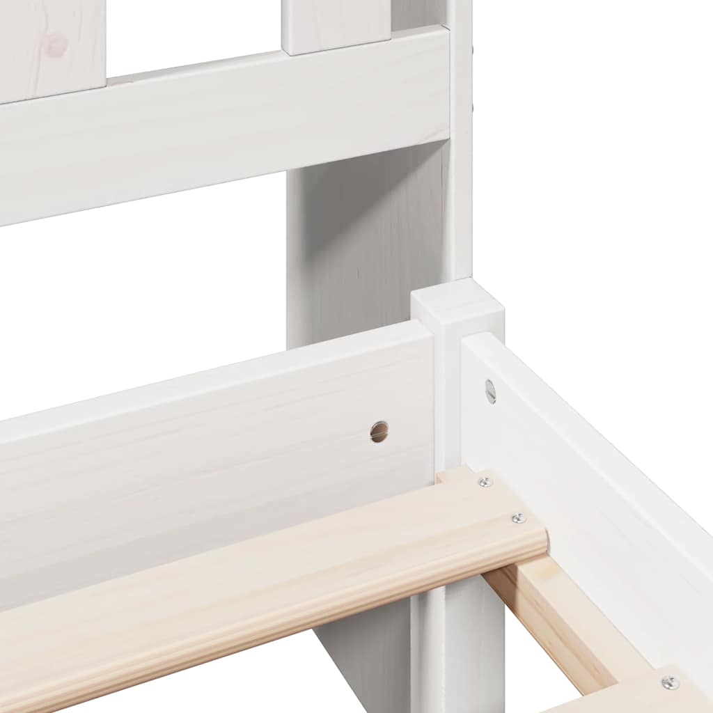 Solid Wood Bed with Shelf Without Mattress White 160 x 200 cm Pine