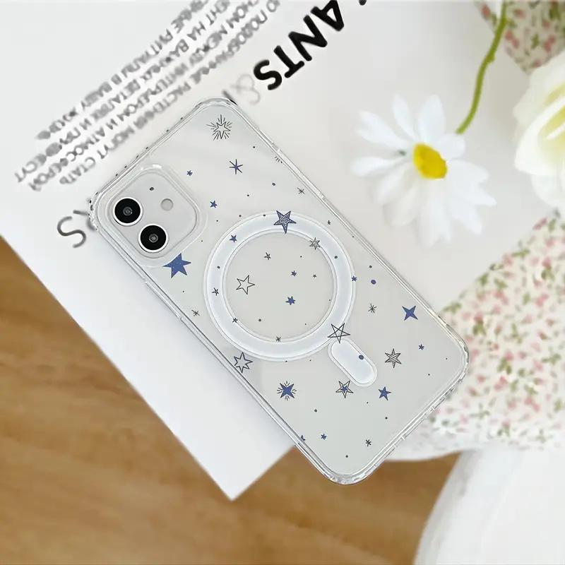 Little Blue Star Magnetic Phone Case for iPhone 17 16 15 16e 14 13 12 11 8 7 Plus Pro Max Air X XR Transparent PC Cover