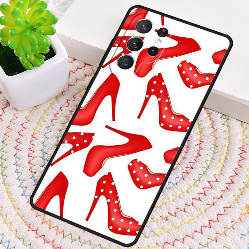 red high heel shoes Cute Phone Case For Samsung Galaxy note 10 pro S26 S25 S24 S23 S22 Ultra Plus S21 FE S20 Shockproof Cover