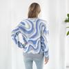 Herbst Tie-gefärbt Gestreiften Gestrickten Pullover Pullover Frauen Winter Langarm Pullover Rundhals Lose Vintage Jumper Pullover 29385