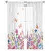 Cortina Transparente de Margaritas de Mariposas Flores Para Sala de Estar Dormitorio Cortinas Voile Para Ventana Cortinas de Organza Cortinas de Tul Para Fiesta