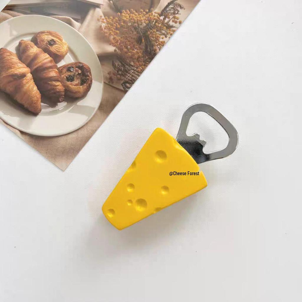 Creative Magnetic Tanghulu Cheese Beer Bottle Opener – Refrigerator Magnet Resin Decor.