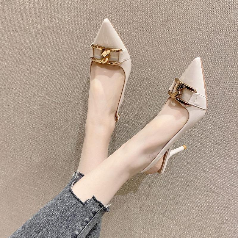 3-7 Baotou empty sandals women's stiletto high heels pointed single shoes women's pointed high heels