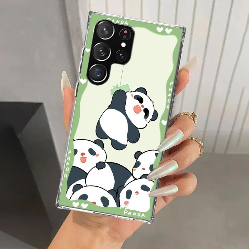 Cartoon Cute Panda Bear Phone Case for Samsung Galaxy S26 S24 S23 Ultra S25 Edge S22 S21 Plus S20 FE + Soft Print Shell Funda Ga