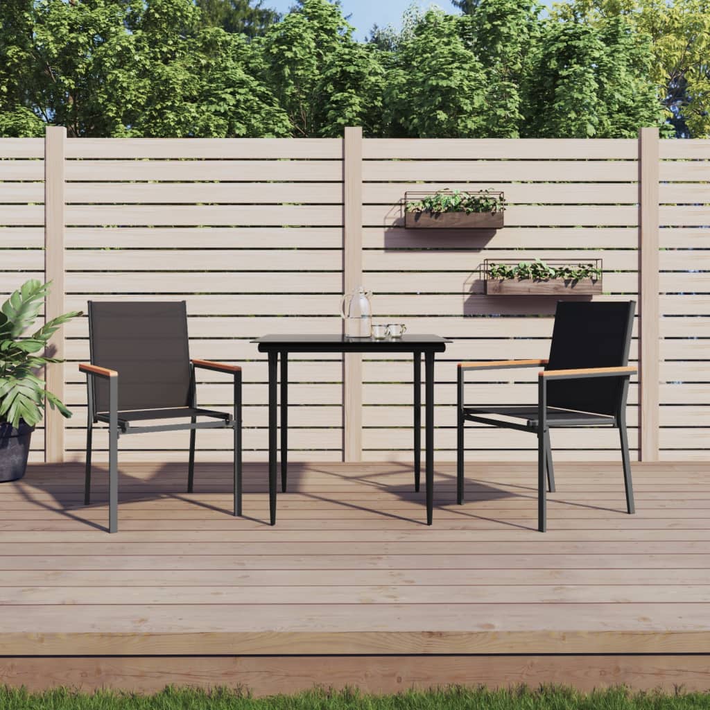 Garden Chairs 2 Pcs Black 55 X 61.5 X 90 Cm Textilene and Steel