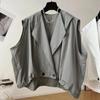 Women's Summer Solid Color Plus Size Casual Jacket Simple Sleeveless Pleated Thin Vest