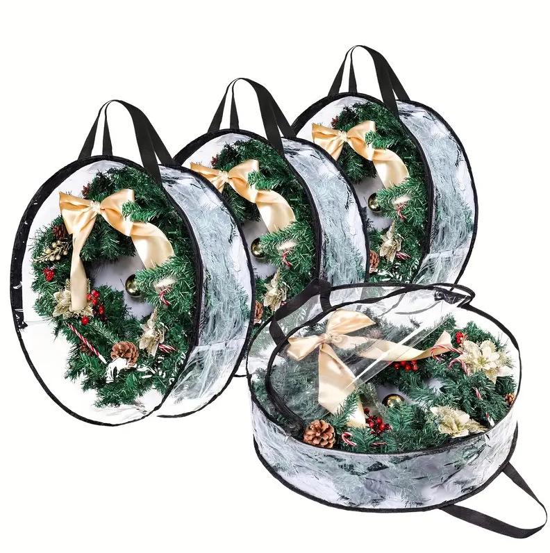Transparent PVC Christmas Wreath Storage and Organizer Bag