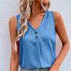 Summer Women's Vest V-Neck Buttoned Sleeveless Vest