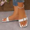 One-word cool slippers women's 2025 summer new fashionable color transparent square buckle outer wear flat casual beach sandals