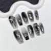 10 Pcs Handmade Long Ballerina Press On Nails Pink And Black Full Cover Fake Nails Stick On Manicure Tips