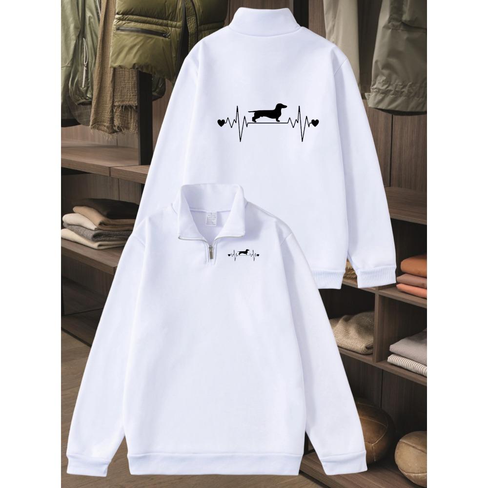 

Men s Sausage Dog Printed Sweatshirt - A Loose Fitting Half Zip Sweatshirt with a Relaxed and Comfortable Sausage Dog Pattern XXL