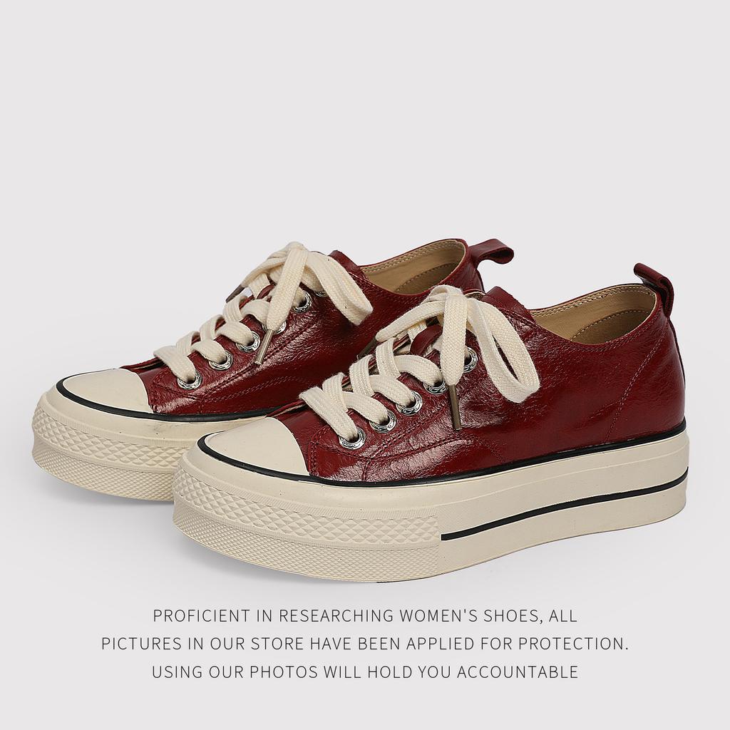 Wkładka ze skóry bydlęcej i owczej 5 cm Retro Gruba podeszwa Wszechstronne Wygodne Codzienne Buty Buty typu Board Shoes