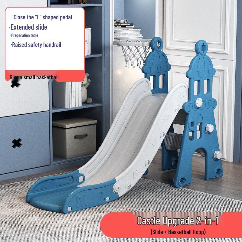 Kids Indoor/Outdoor Playset with Slide, Swing, and Basketball Hoop for Home or Kindergarten Playground