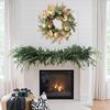 Large Christmas Wreath 19 Inch Winter Christmas Decorations Golden Ball Pine Front Door Wreath For Wall Garden Yard Patio Porch