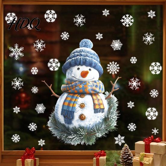 Moisture Proof Wall Decor for Classroom Christmas Santa Claus/Snowman Static Glass Stickers Removable Windows Clings PVC Waterproof Stickers Kitchen
