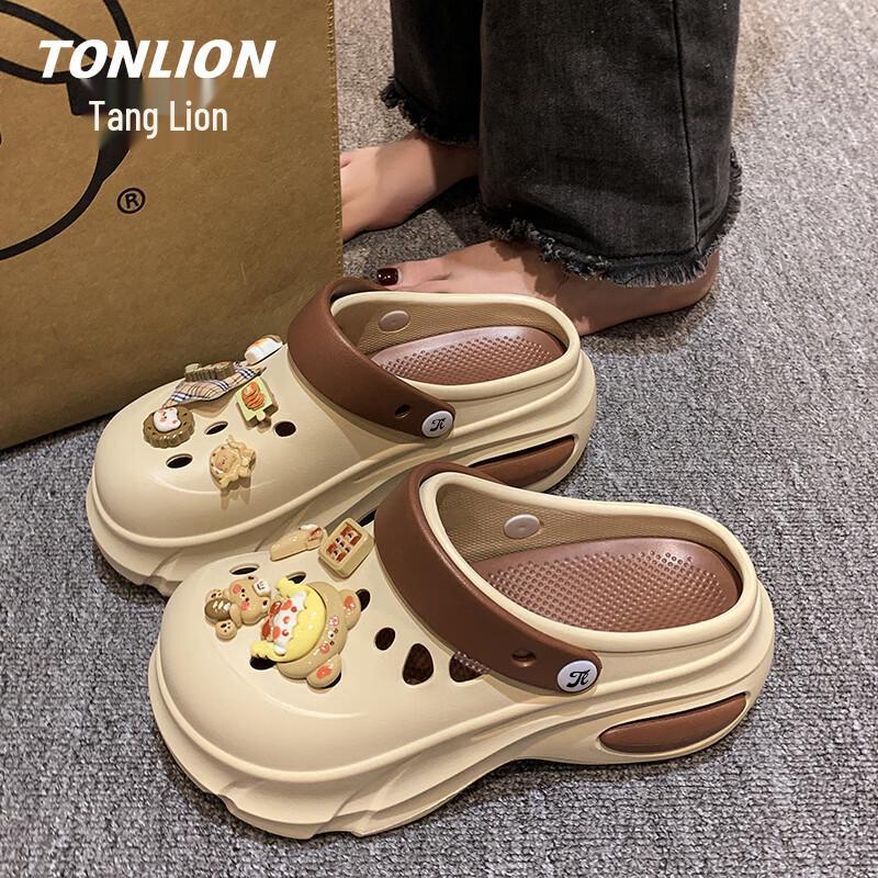 TonLion Women s Hollow Out Platform Beach Sandals 39/40 хаки