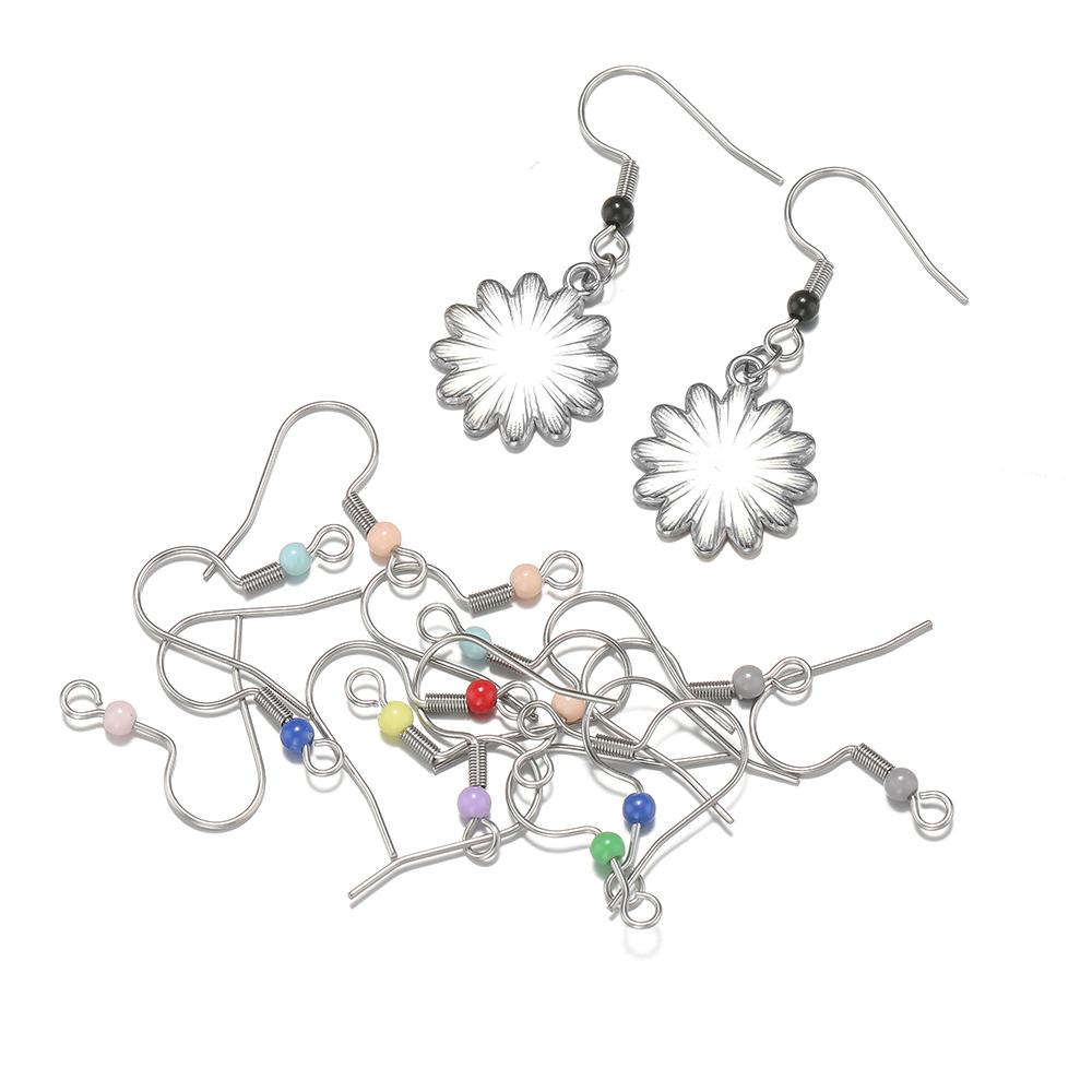 100pcs Mixed Stainless Steel Acrylic Beads Spring Earrings Hooks for Earring Findings DIY Jewelry Making Handcrafted Accessories