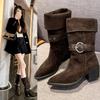 Women's fall and winter belt buckle chunky heel lightweight outdoor hiking mountaineering non-slip sports casual single stirrup not tired feet boots
