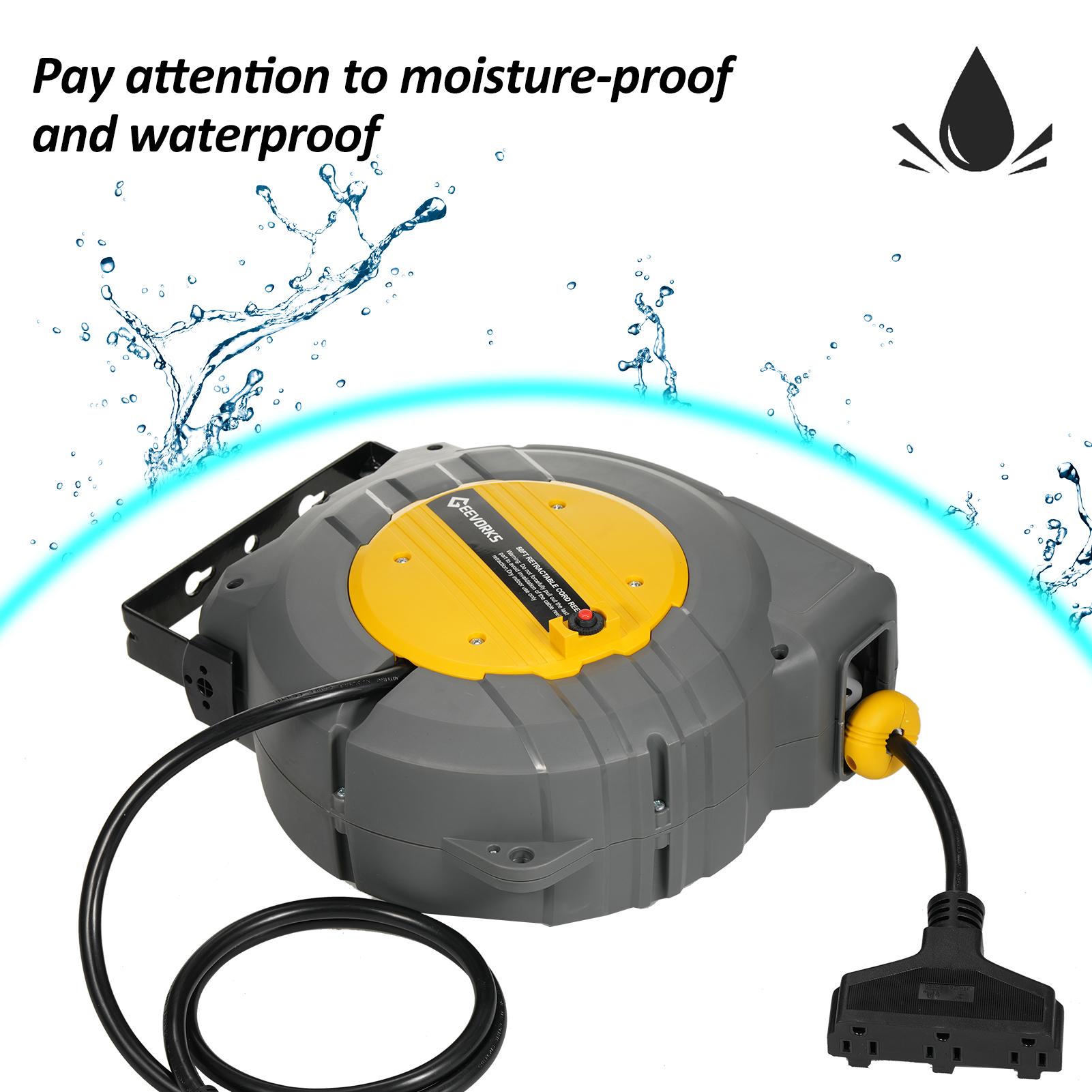 

Выдвижная катушка для удлинителя, катушка для шнура электропитания длиной 50+4,5 фута, 12AWG, 15,6 А, 3C SJT с