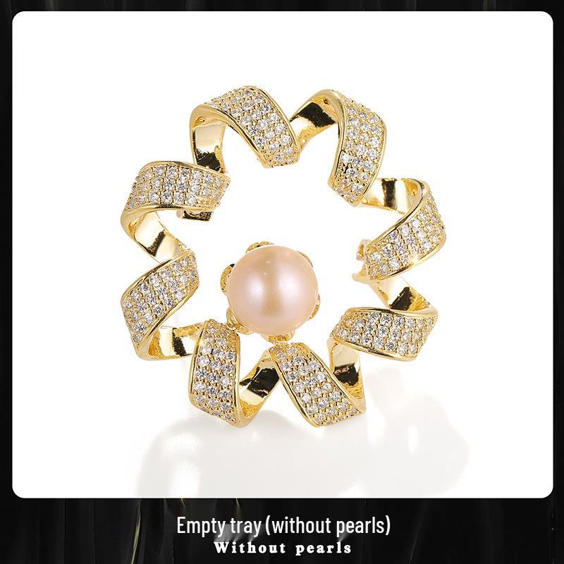 Bo Xin Yun Zircon  Pearl Flower Brooch - High-grade DIY Pin Accessory