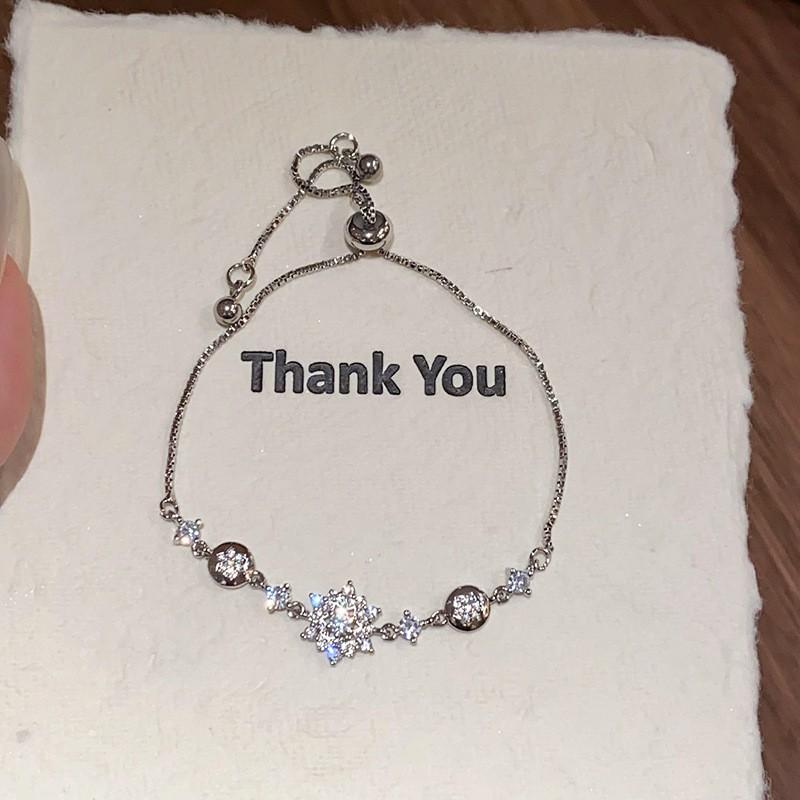 Adjustable Floral Zircon Crystal Bracelet Women Gold Tone Delicate Handcrafted Jewelry Accessory