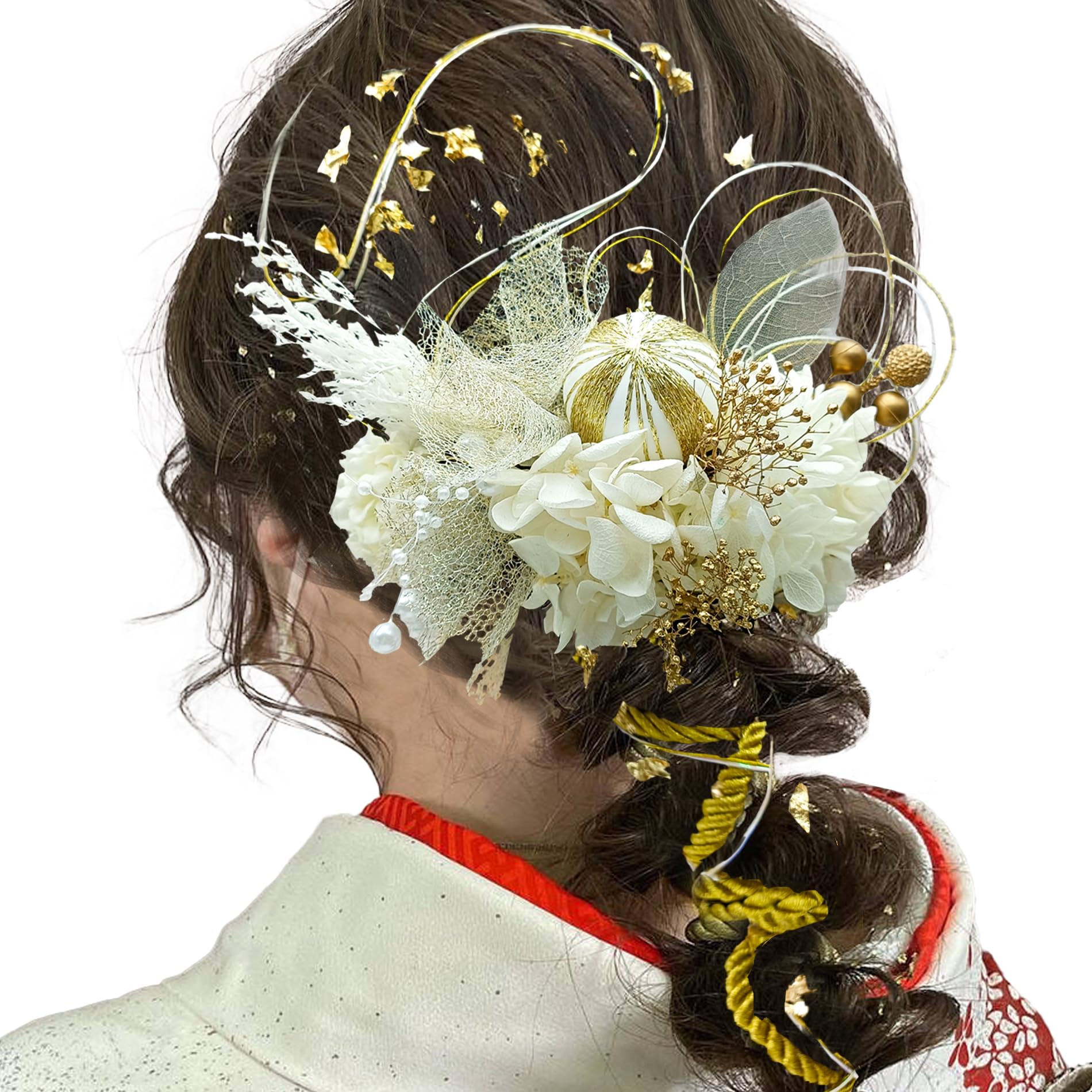 

Baramoly Hair Ornament for and Perfect for and Entrance Features include a Mizuhiki Gold Leaf and Hair String Perfect for and Also suitable for белый