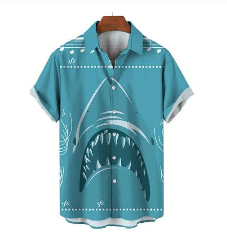 1116 Cool Cute Shark 1D Print Pattern Men's Shirt Street Casual Men's Shirt